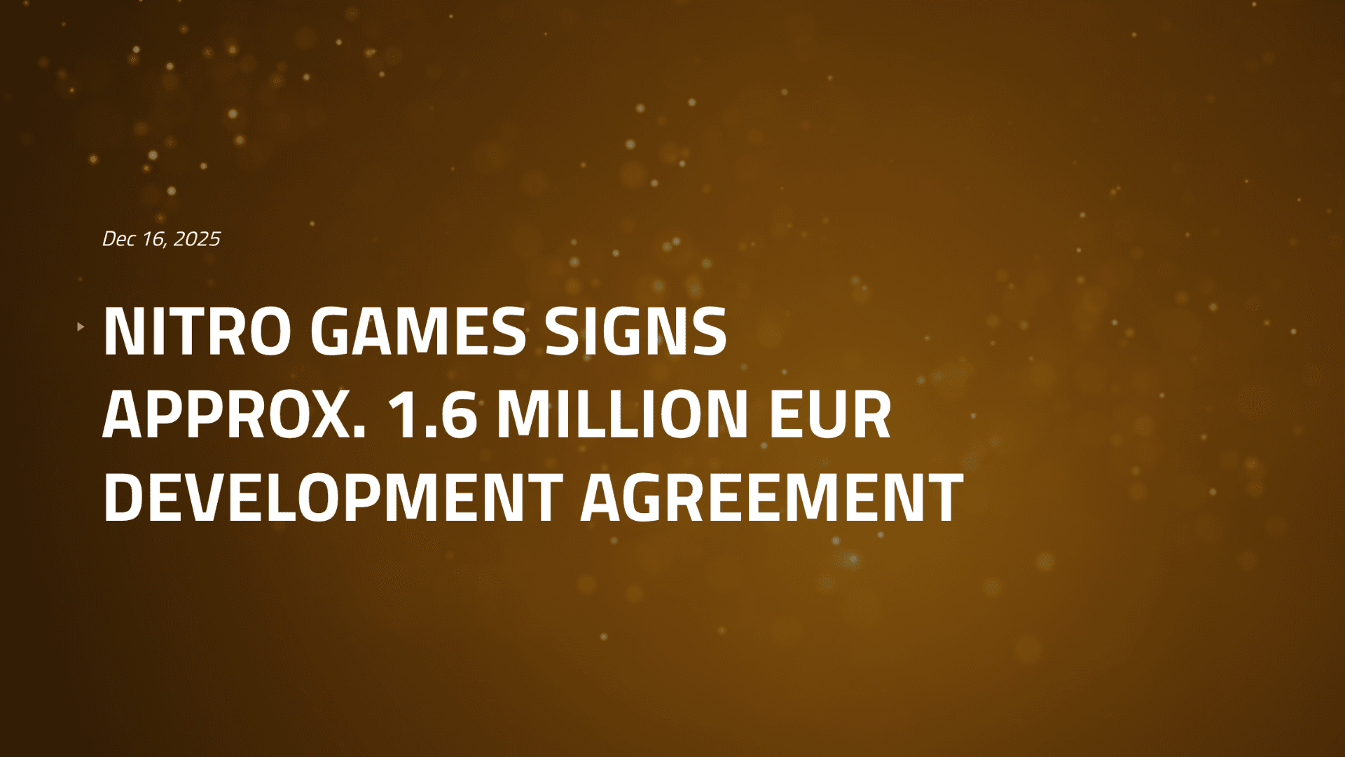 Nitro Games Secures €1.6 Million
