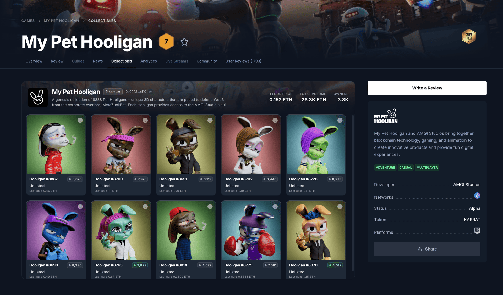 OpenSea Gaming NFT Collections Live on G3