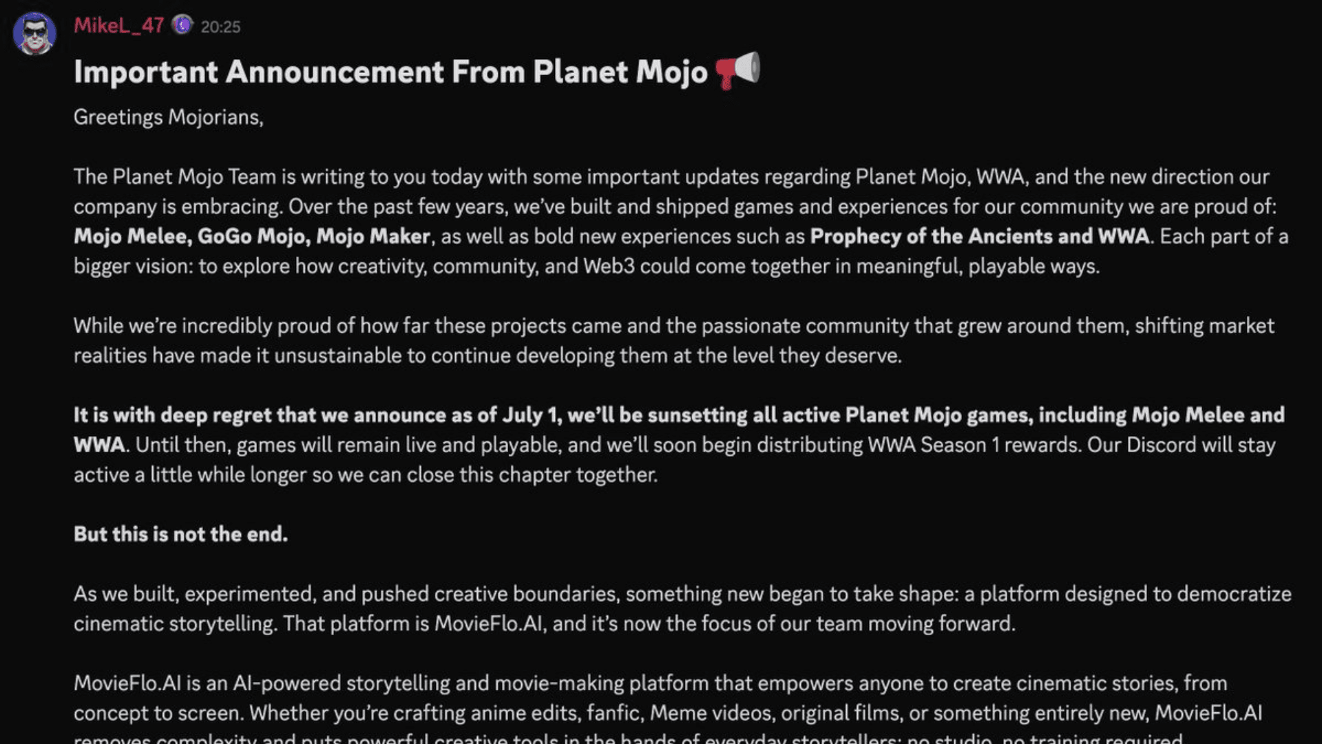 Planet Mojo Ends Game Development