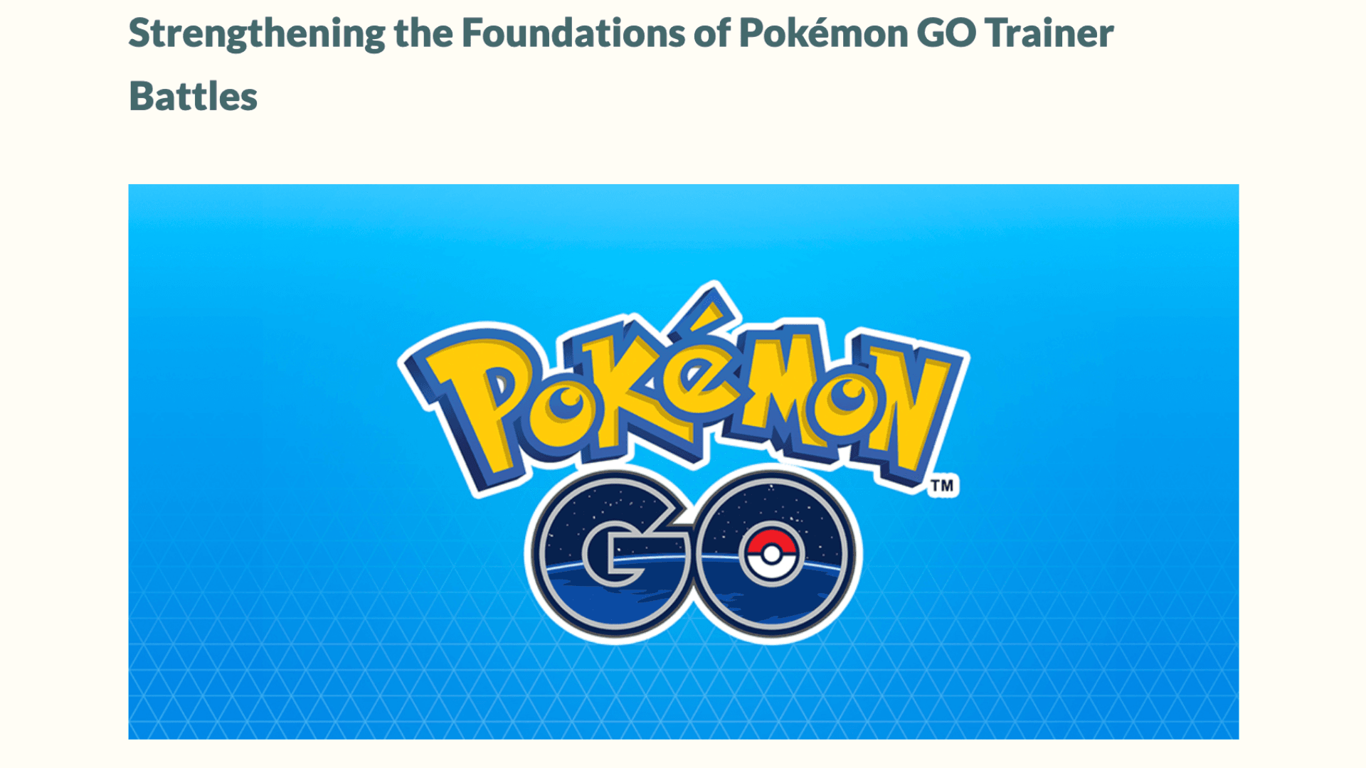 Pokémon Go Introduces Major PvP Changes