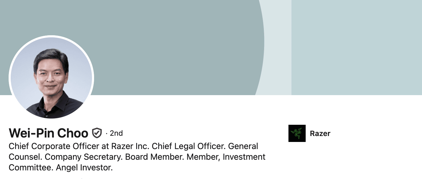  Razer’s Chief Corporate Officer, Wei-Pin Choo