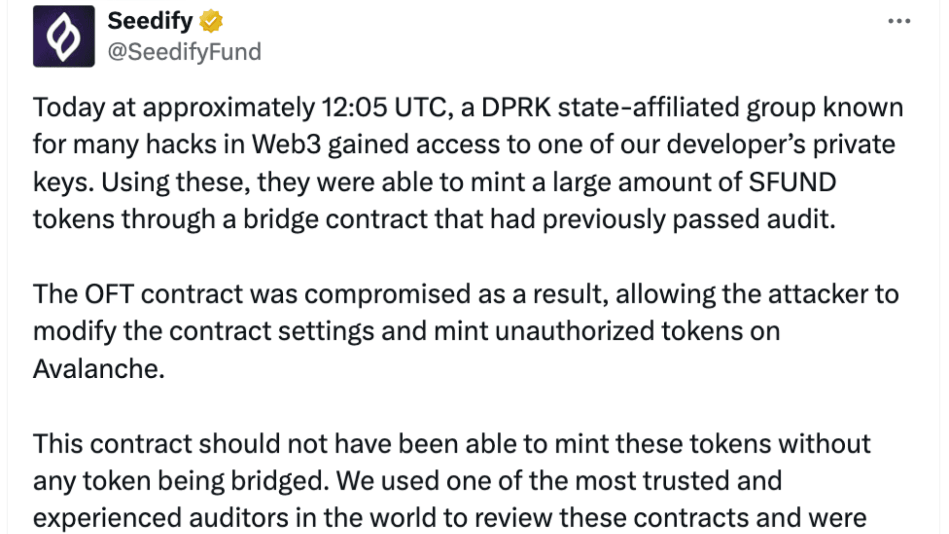 Seedify Suffers $1.2 Million Breach