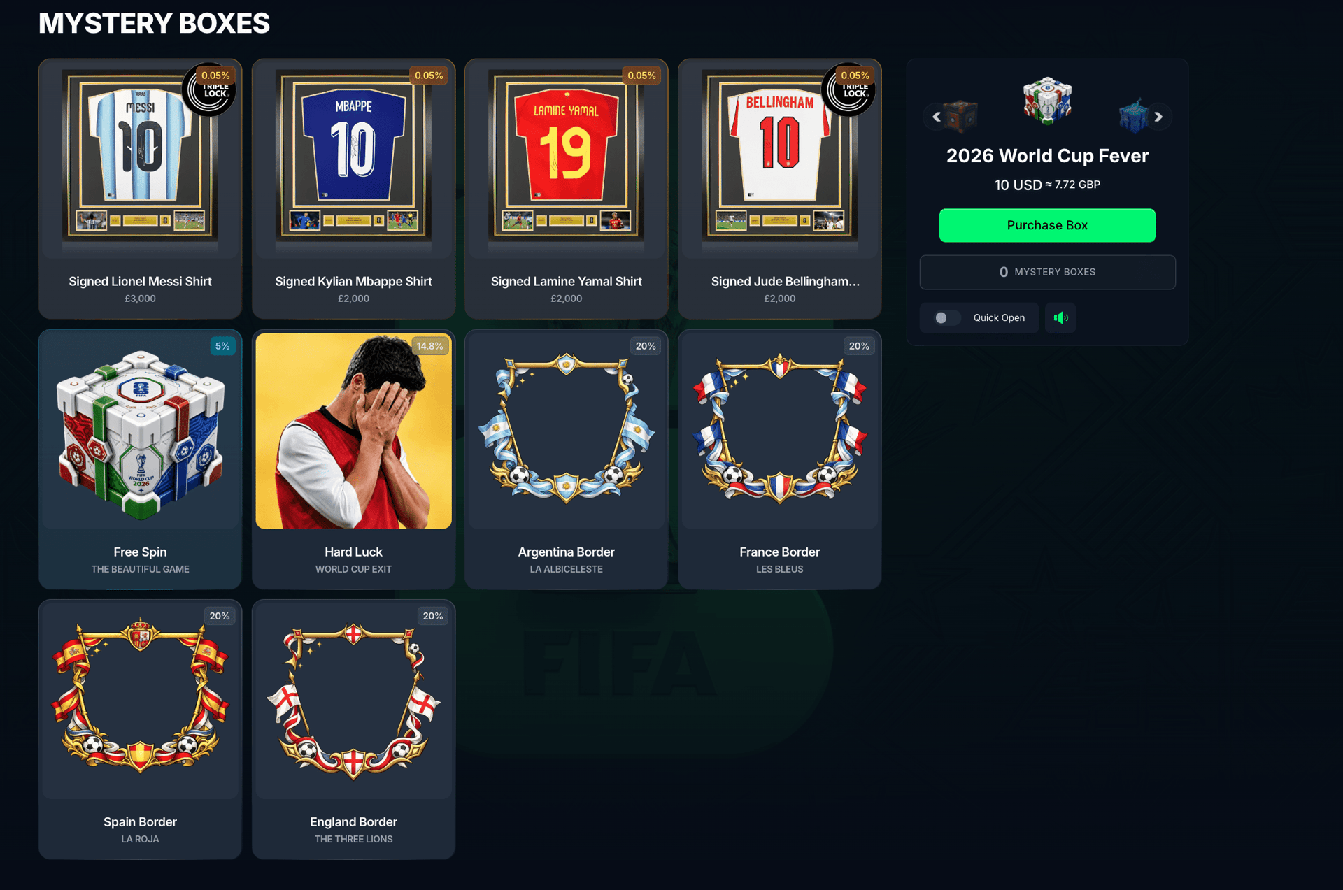 World Cup 2026 Mystery Box With Signed Messi, Mbappé, Bellingham, and Yamal Shirts