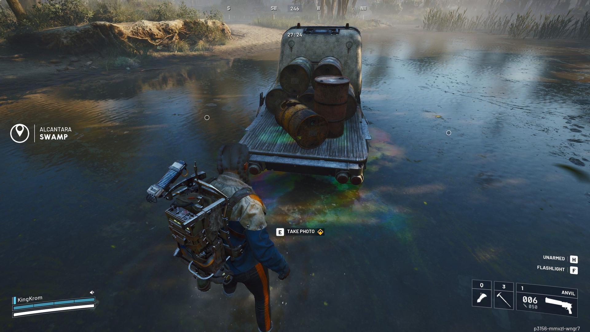 Submerged truck in swamp