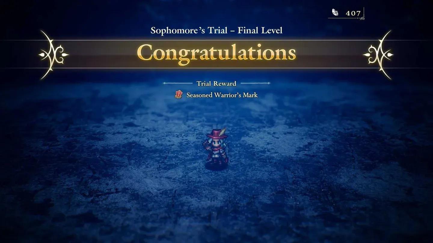 Warrior's Mark reward screen