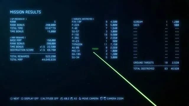 Custom uploaded: ace combat 8 mission debrief S-rank screen.jpg