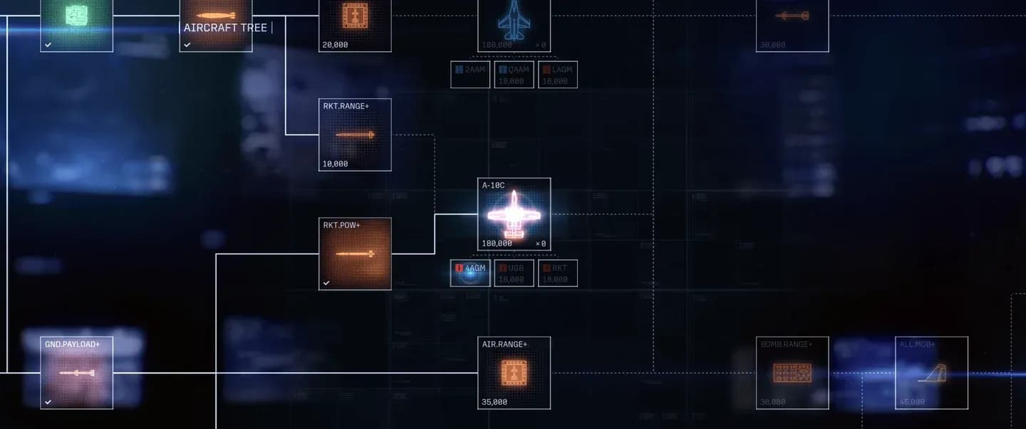 Aircraft Tree purchase screen