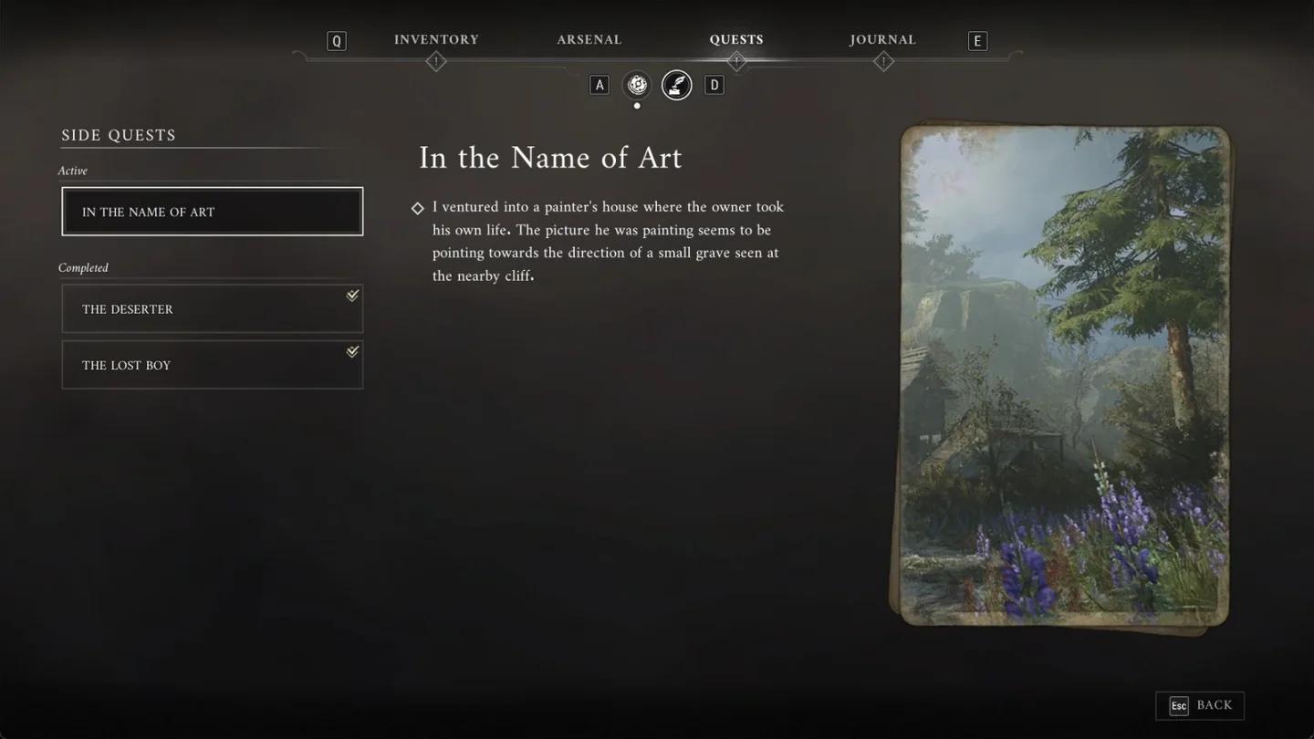 Tracking active side quests in Valor Mortis