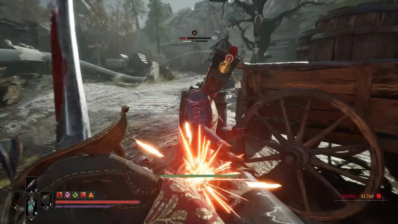 Perfect parry UI against an enemy strike