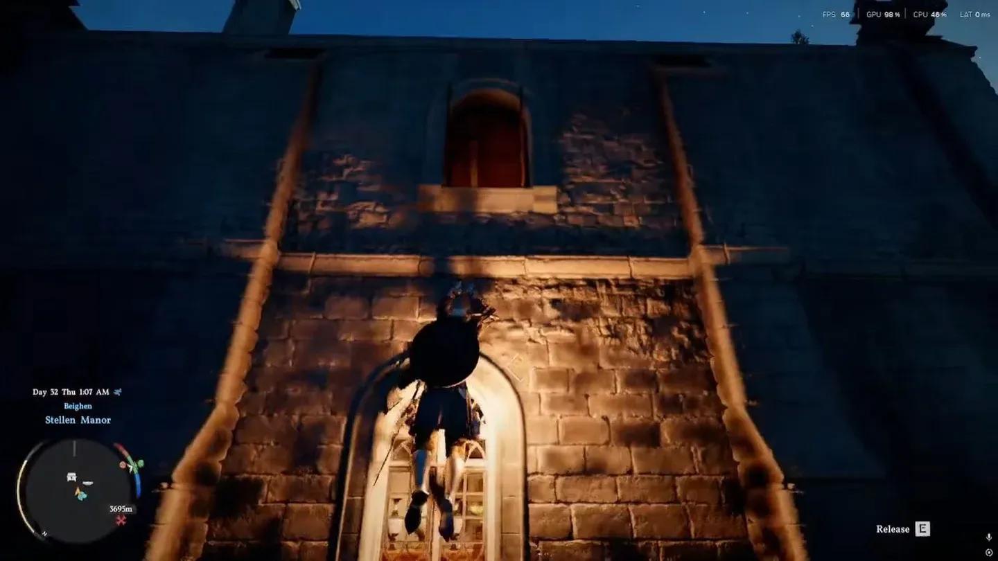 Enter via north window