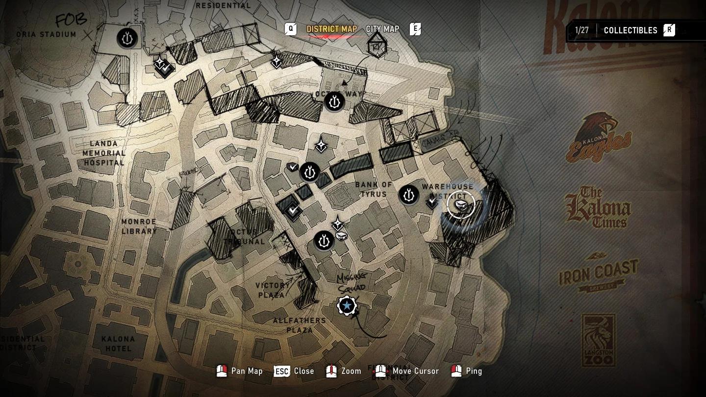 Mappa del distretto di Hold the Line di Gears of War E-Day con i marcatori degli Hard Case