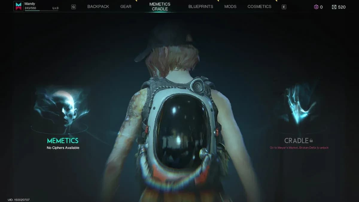 Memetics Cradle overview screen