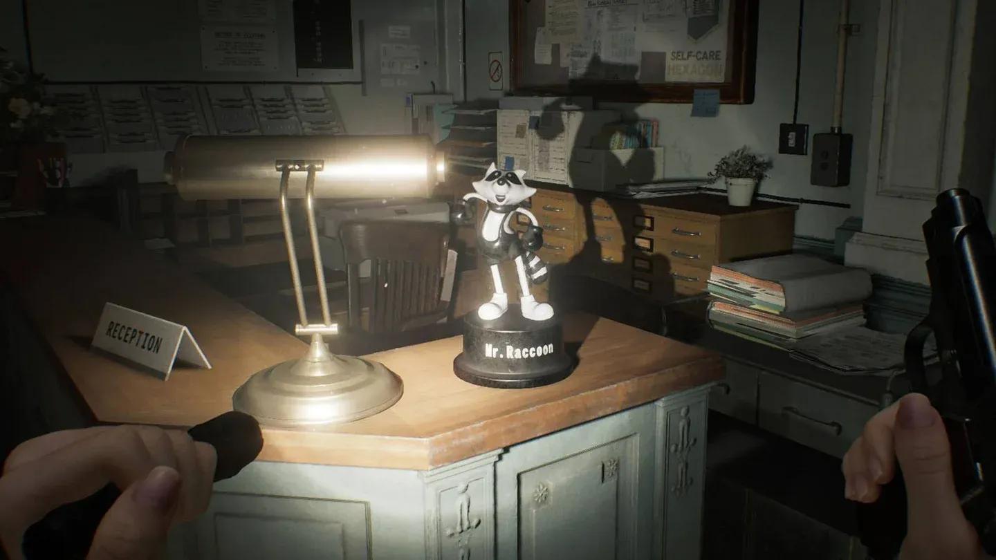 Records Room closet has the Mr. Raccoon statue