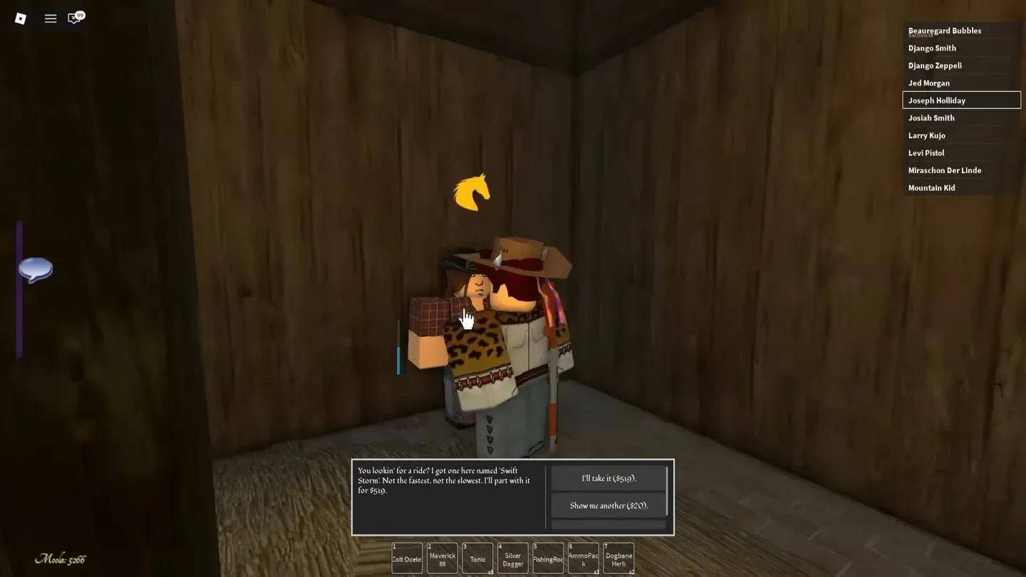 Stable NPC horse purchase screen