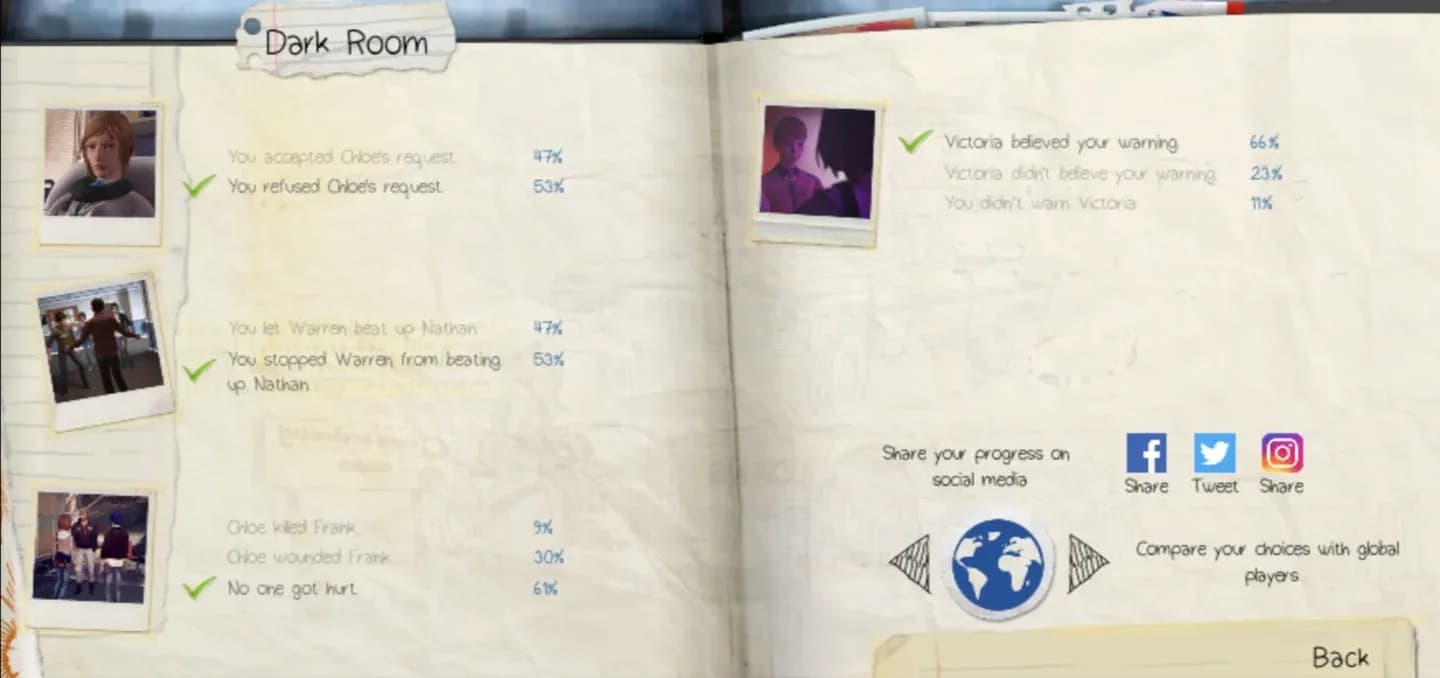 Story choice trophy unlock