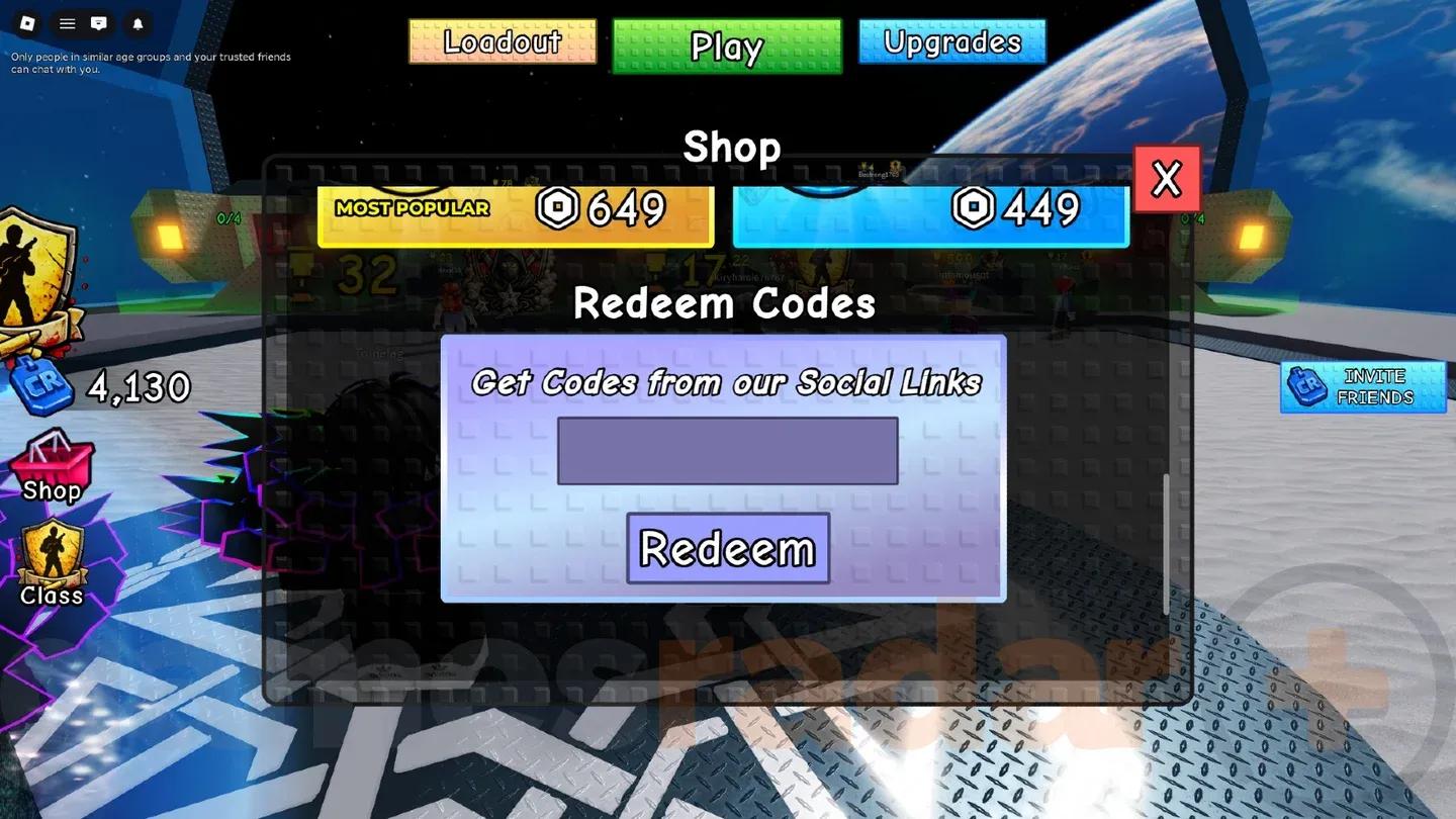 Redeem codes in the Shop