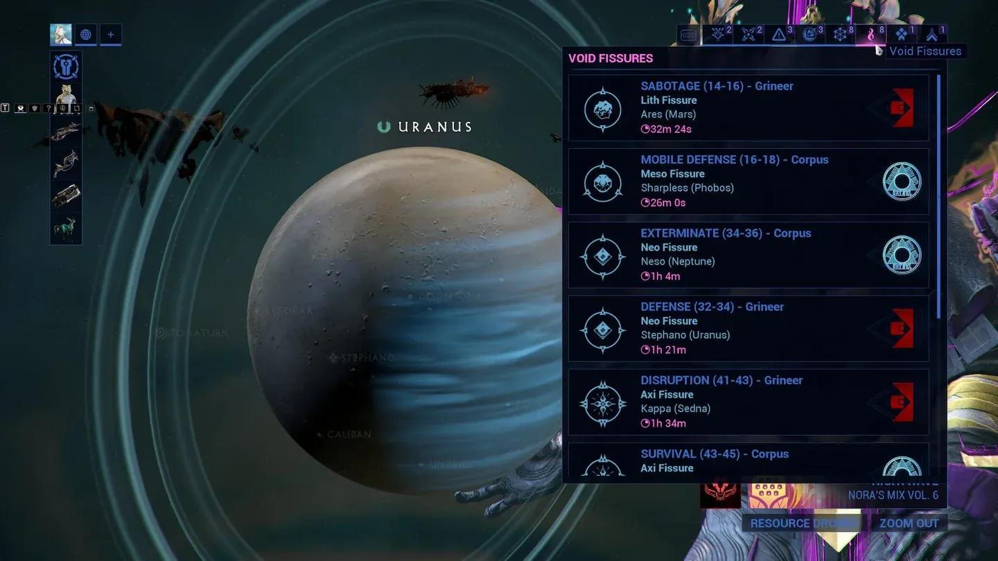 Void Fissure görev seçimi