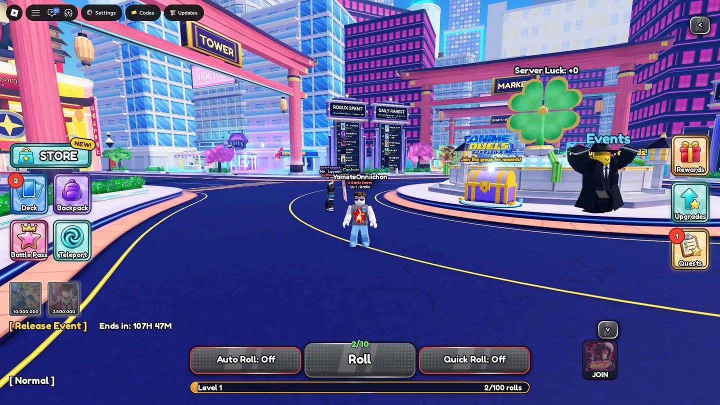 Anime ball duels codes icon location in upper-right screen corner