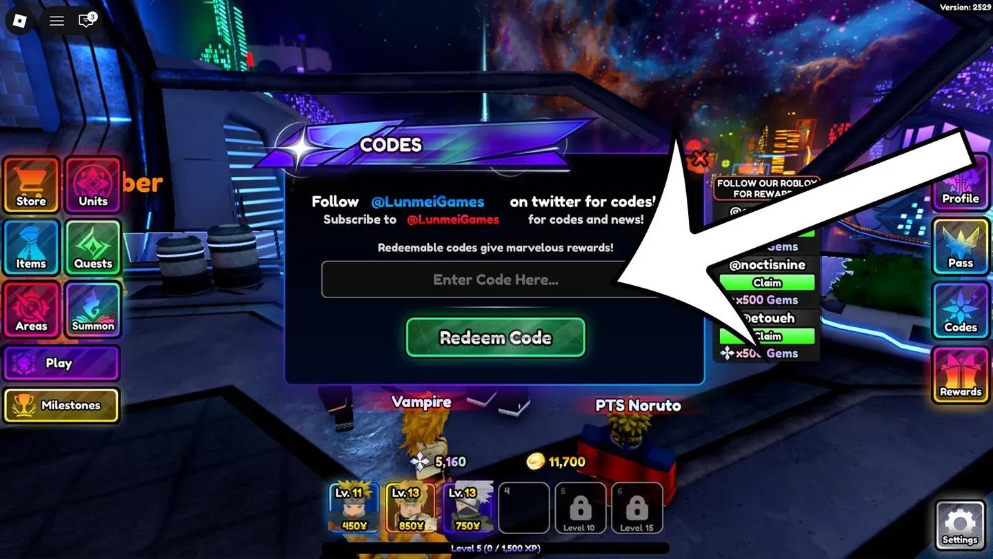 Tab menu penukaran kode