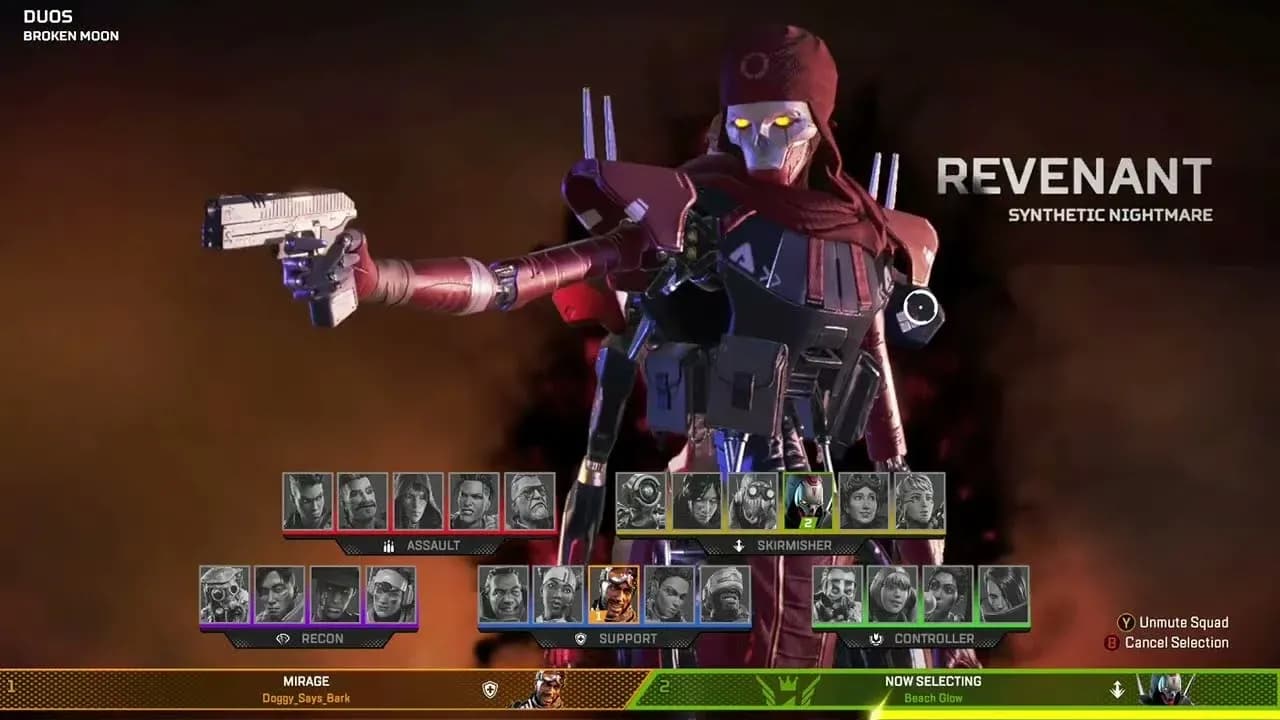 Revenant legend select screen