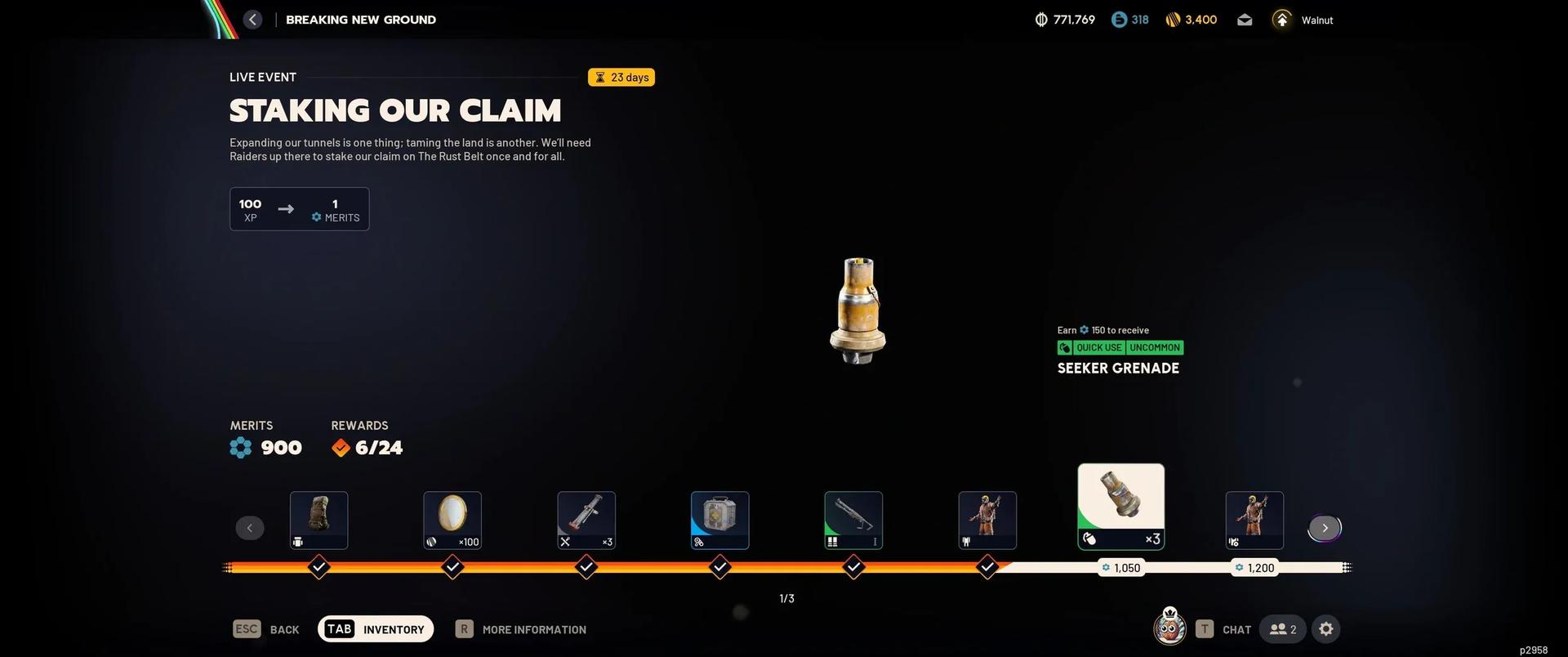 Merit reward progression showing exclusive Stella Montis event items