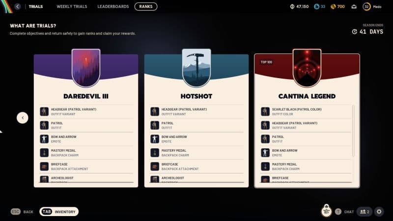 Weekly trials reward structure