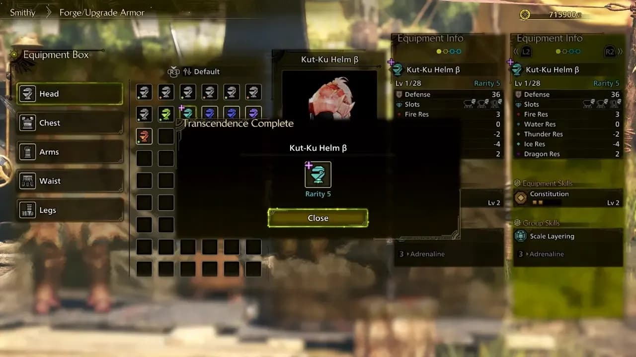 Transcendence enhancement menu