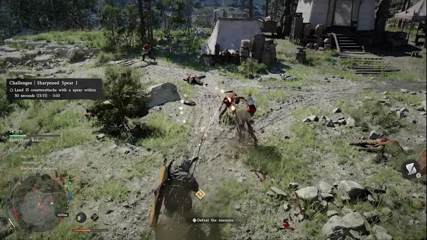 Kliff using a Spear knockdown against an enemy during combat