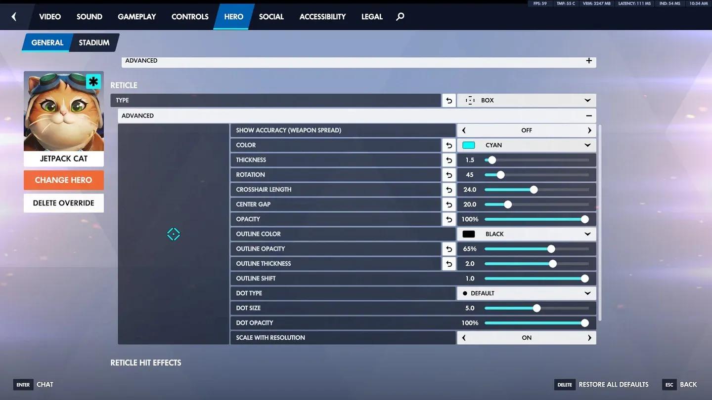 Jetpack Cat box crosshair setup