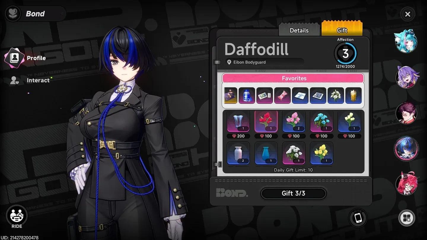 Gift selection and point values