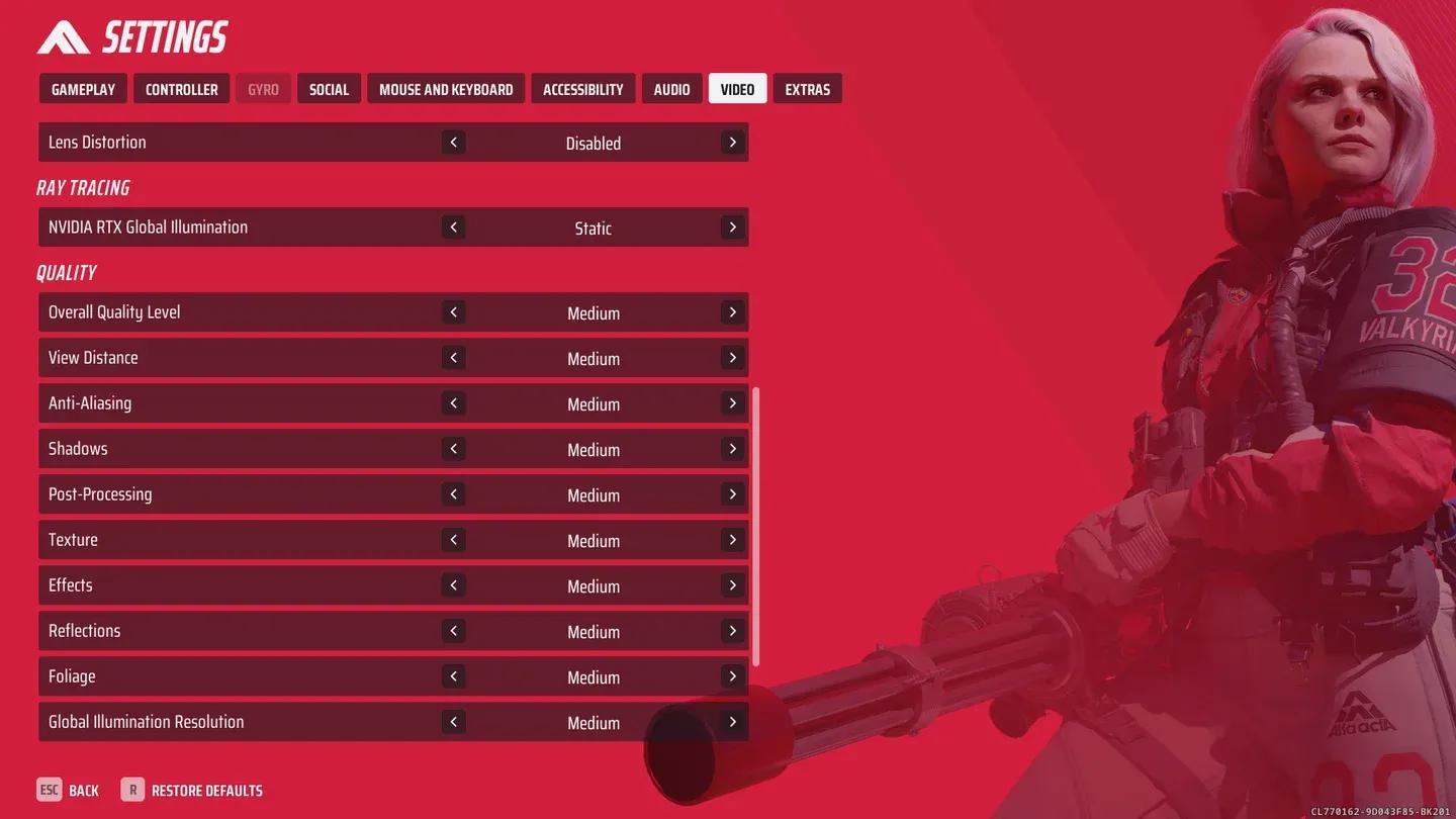 Graphics settings overview