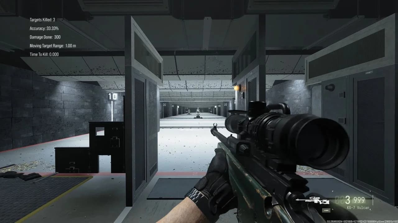 KG-7 Vulcan aimed at a distant target in the Firing Range