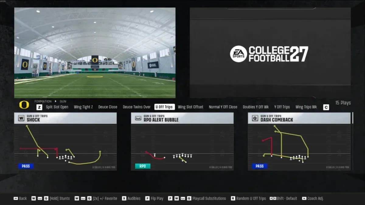Playbook selection screen