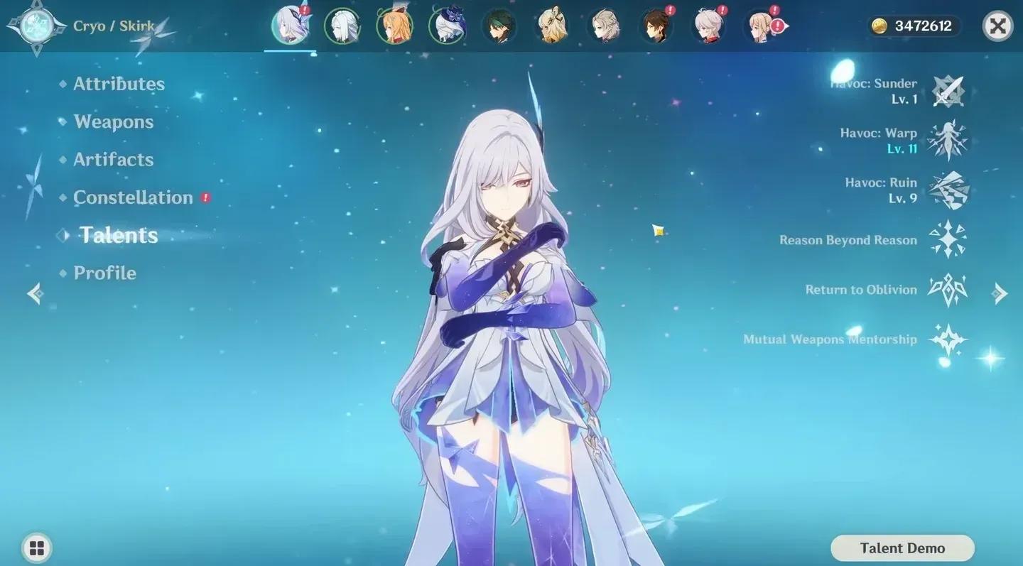 Build Skirk in Genshin Impact with her best artifacts, weapons, stats, teams, and talent priority.