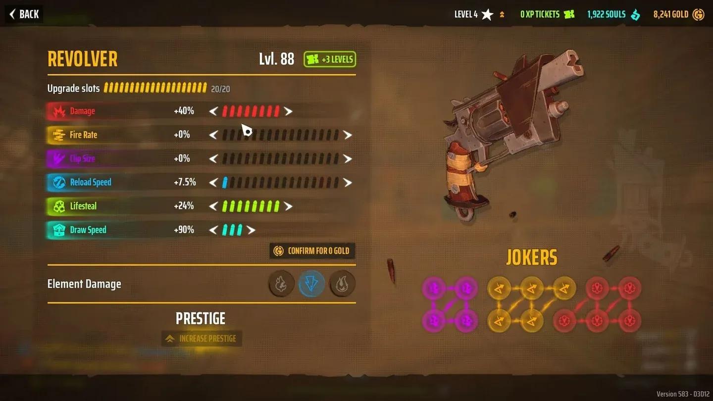 Leveredge stat upgrade screen