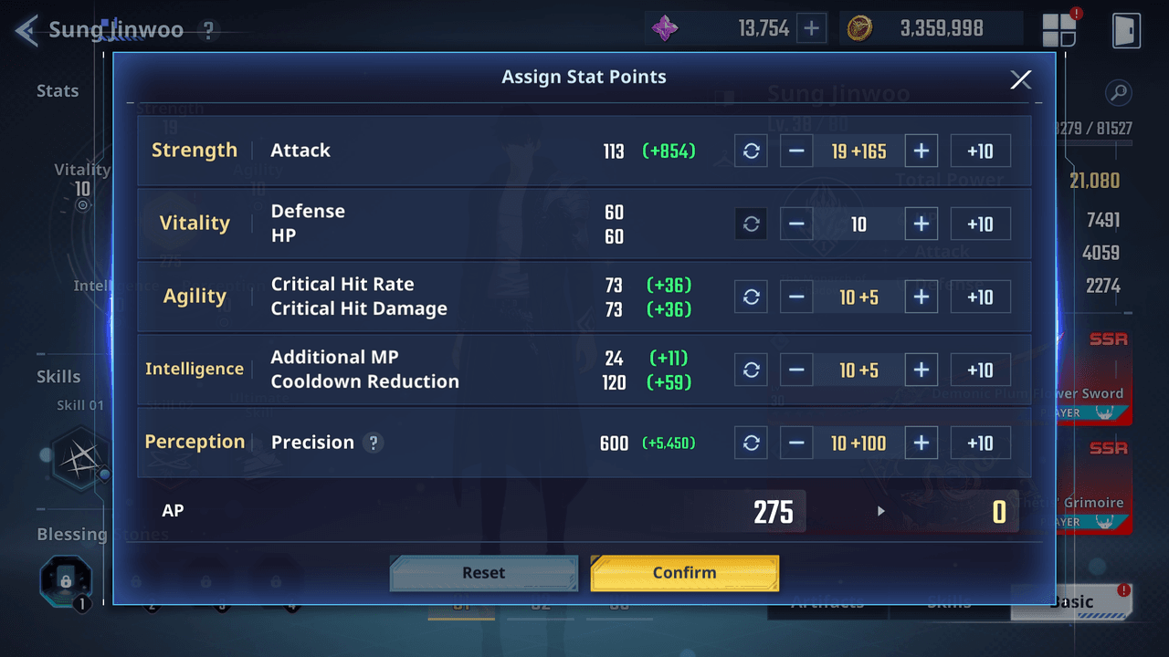 Stat point distribution