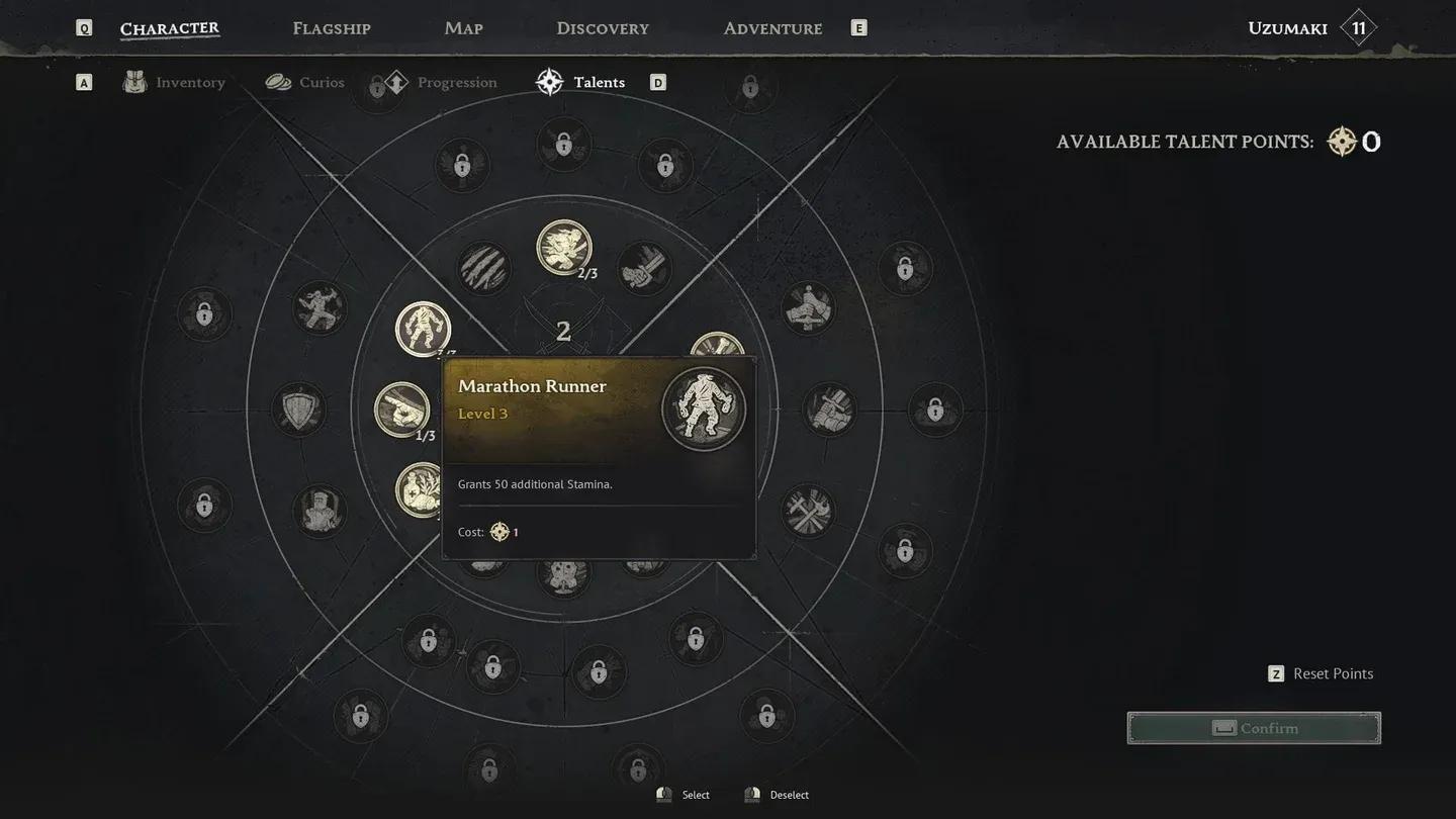 Allocate points into Endurance