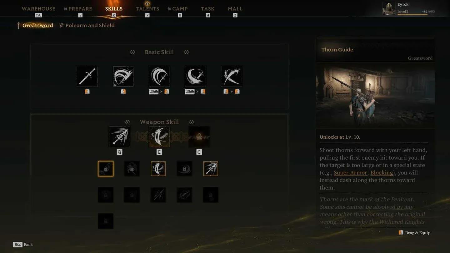 Greatsword skill loadout setup