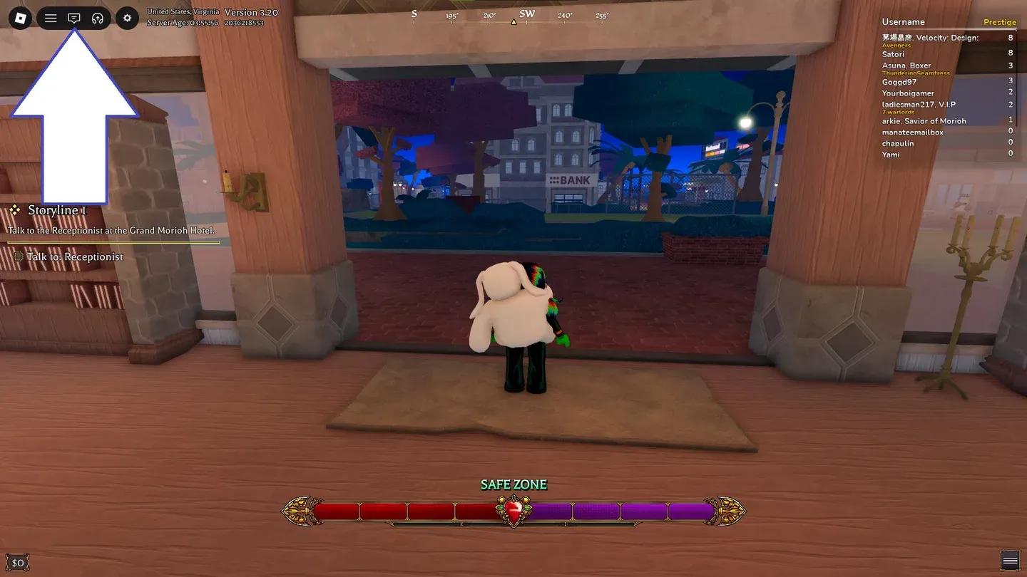 Oyun içi sohbet düğmesi konumu