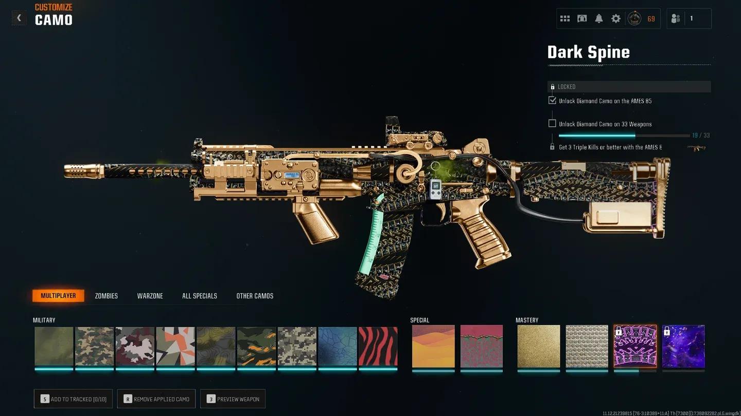 Season 3 camo progress screen