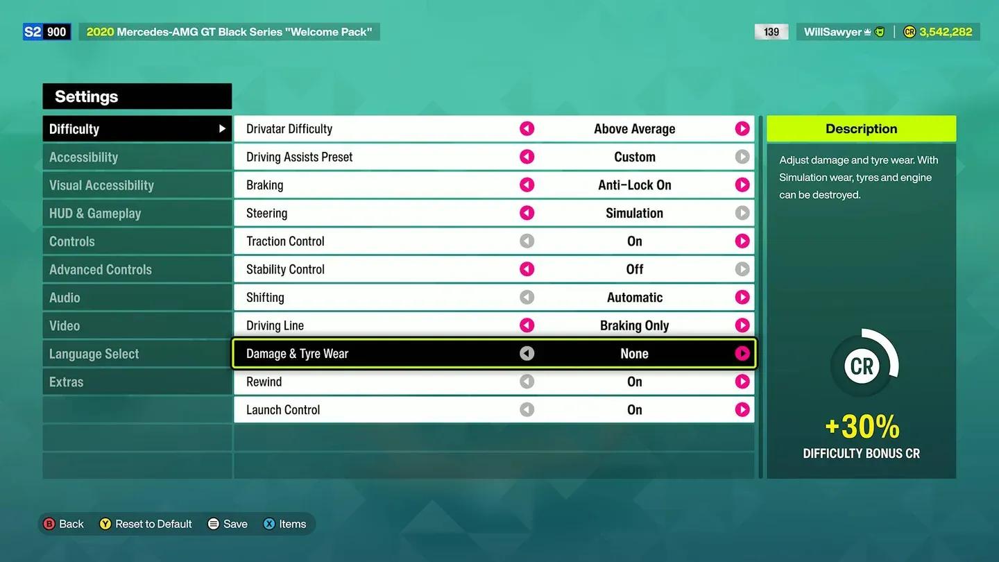 Damage settings in Difficulty menu