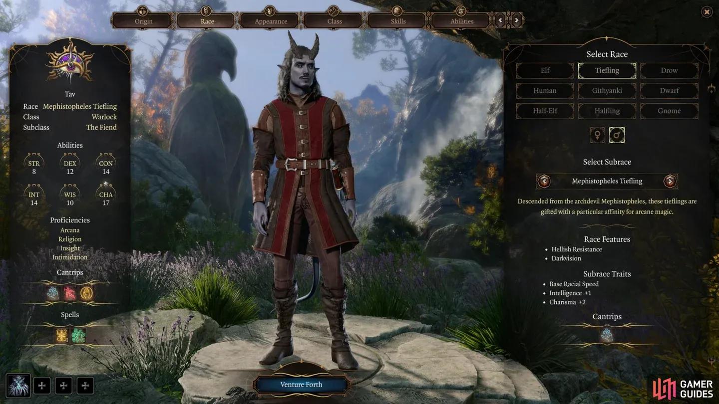 Class selection at character creation