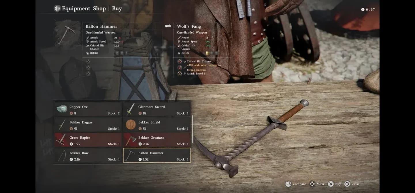 All weapons selection screen