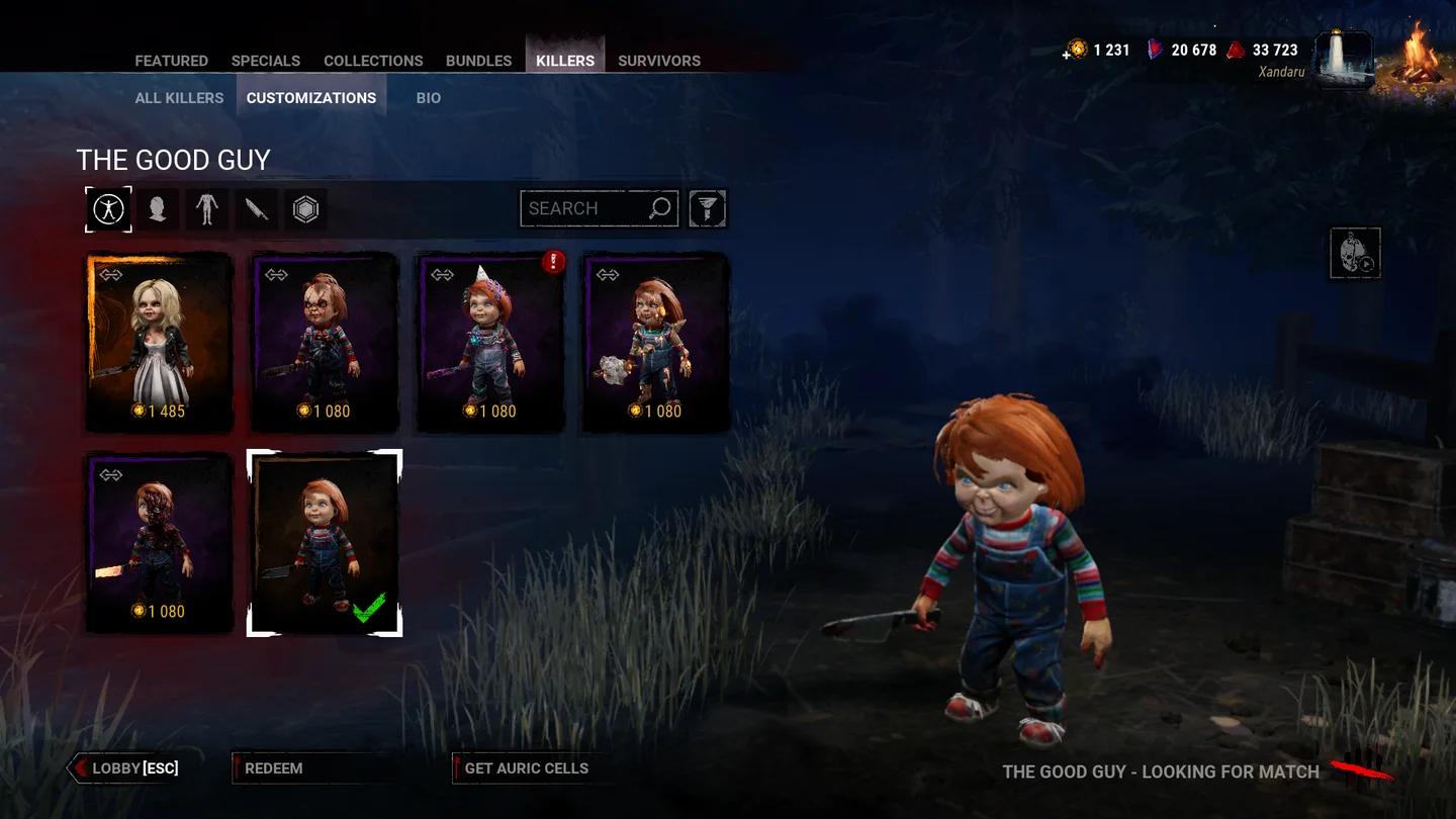 شاشة اختيار القاتل Chucky The Good Guy في لعبة Dead by Daylight
