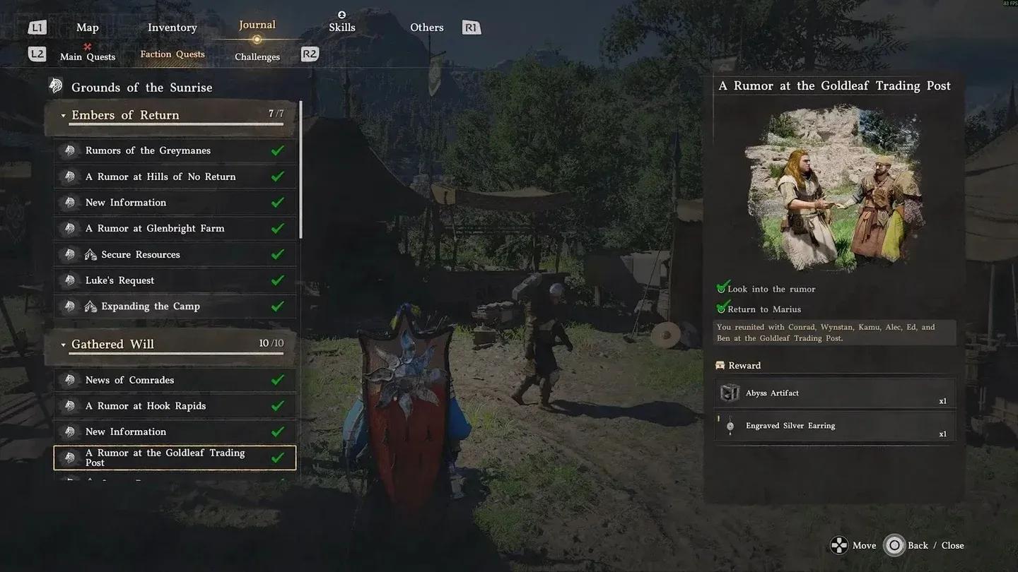 Grounds of the Sunrise quest tab