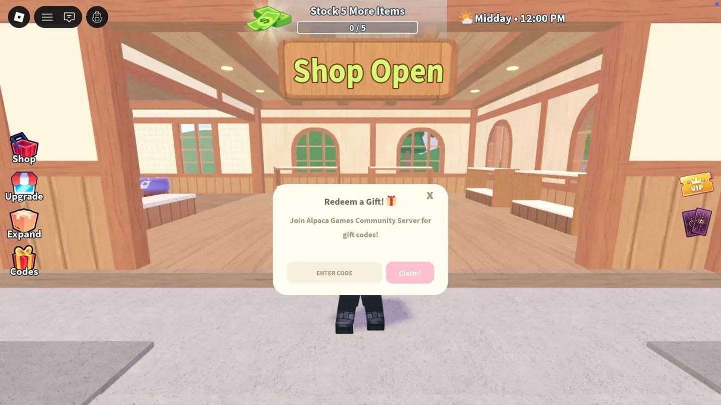 Active code redemption screen