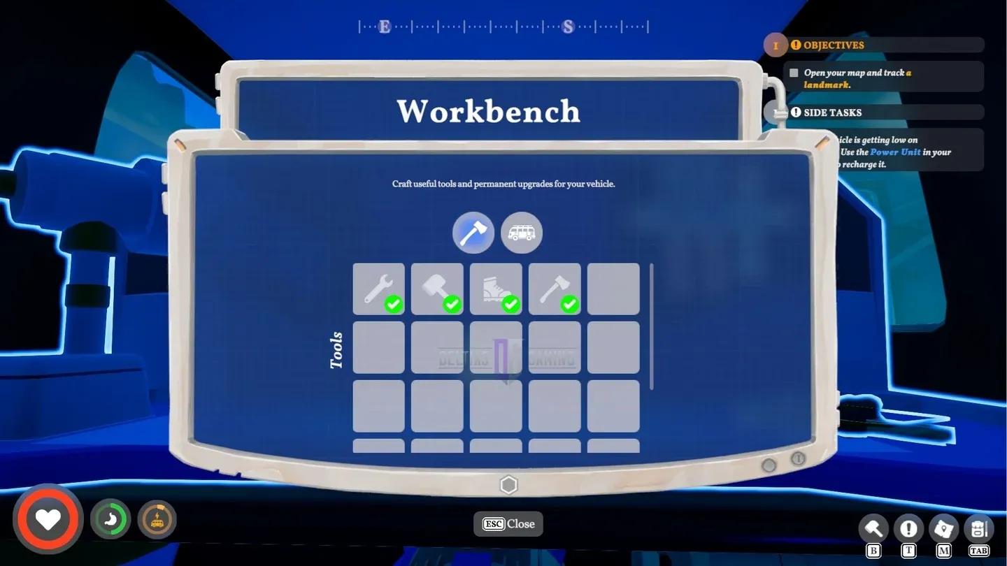 Workbench tool crafting menu