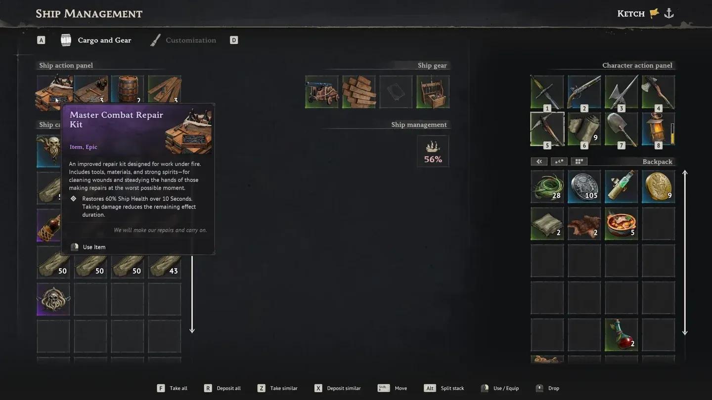 Level 2 workbench crafting screen