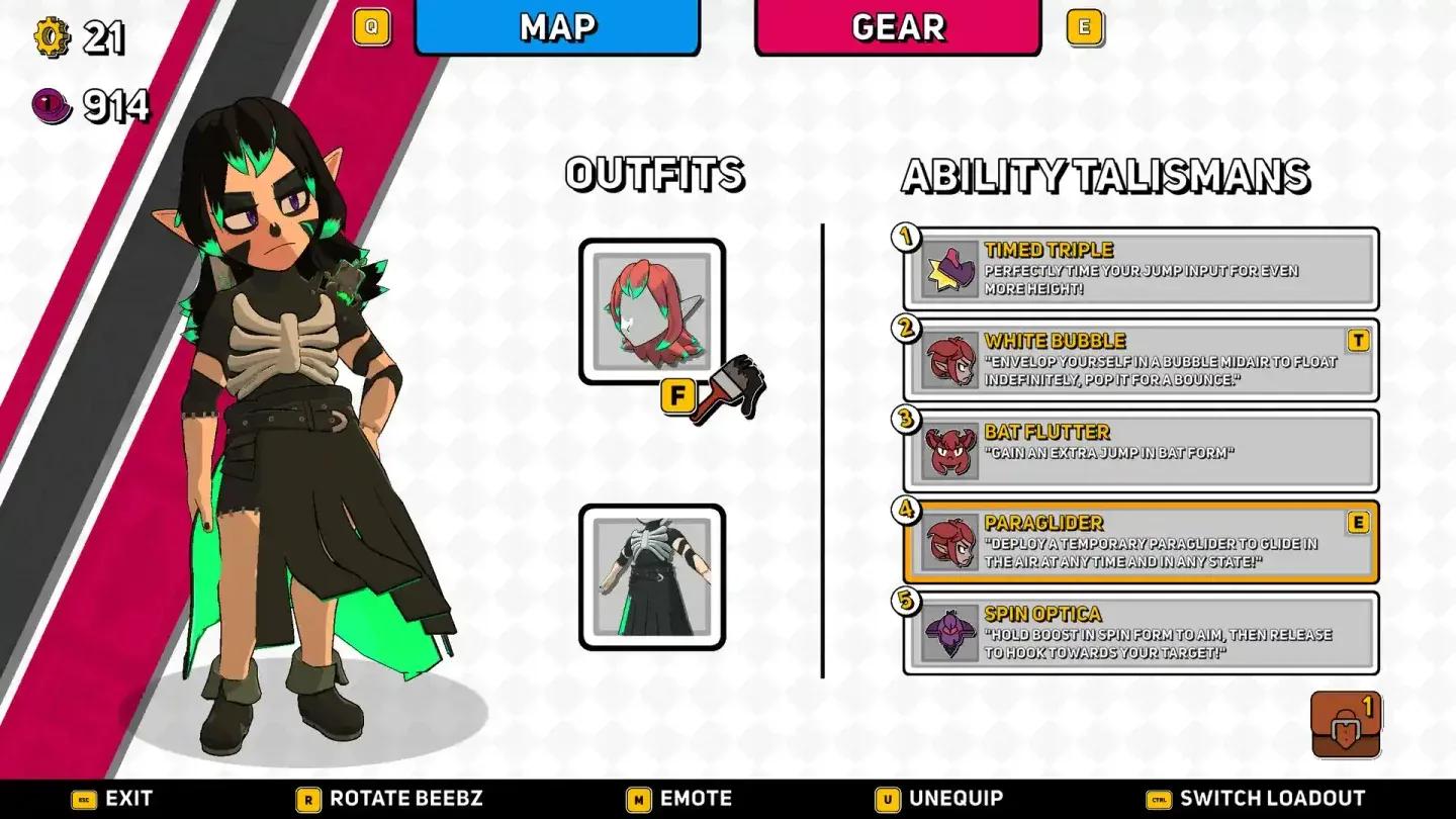 Talisman loadout screen