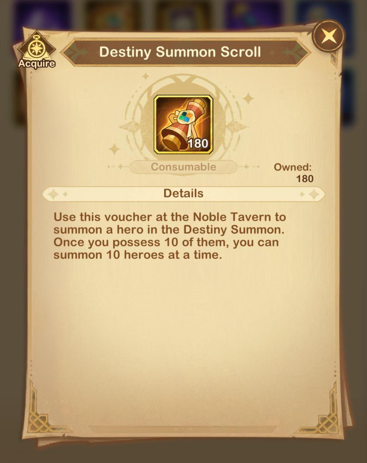Hero summoning interface